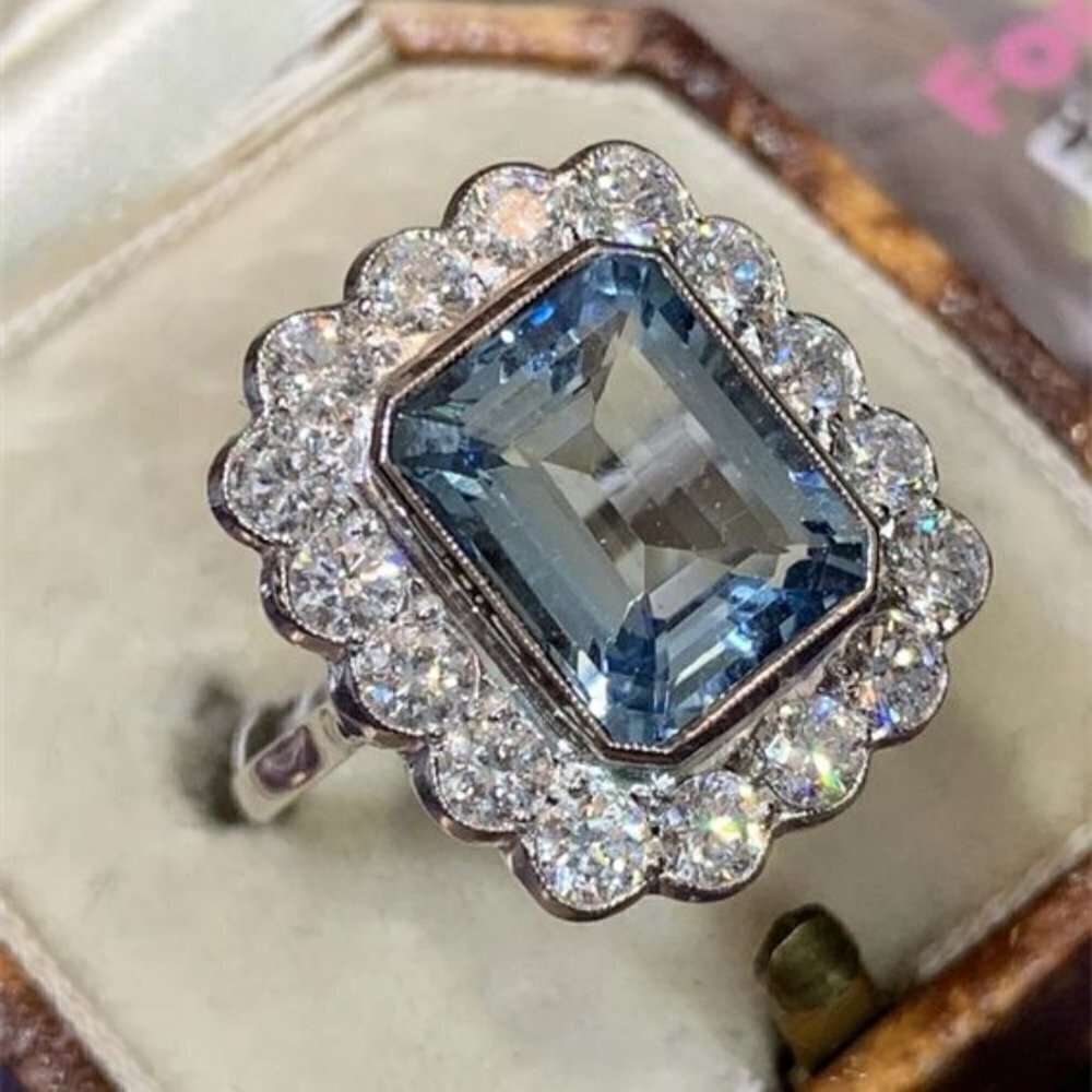 💎 Crystal Clear Gemstones Zircon Flower Luxury Rings for Women, INDN8386 - Picture 7 of 11